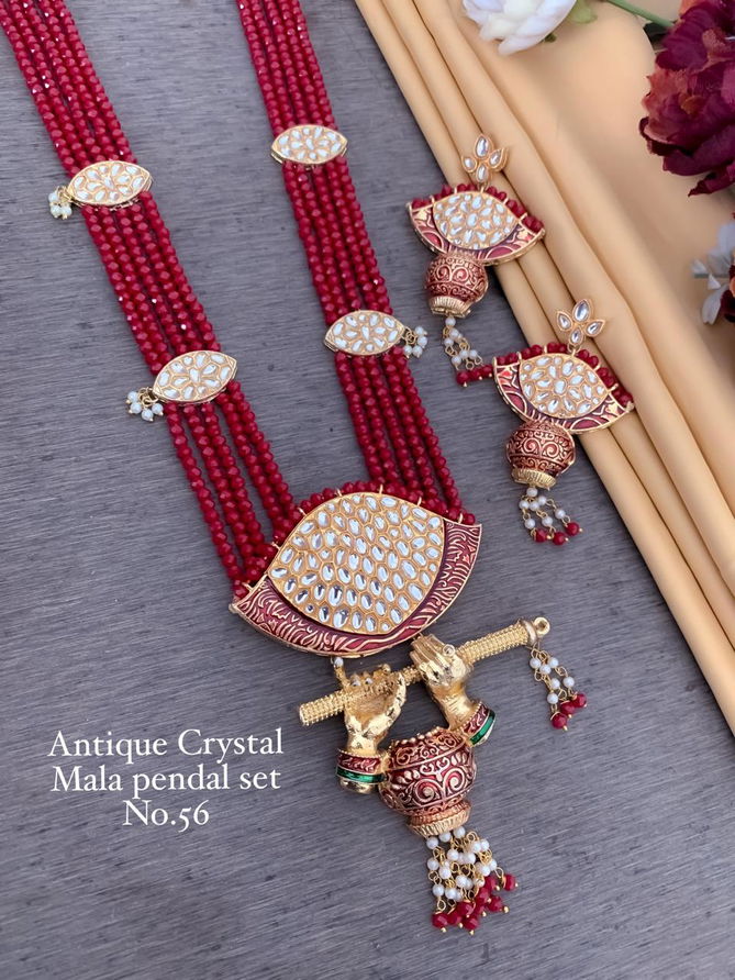 3 Designer Antique Crystal Mala Pendant Set Wholesale Market In Surat
